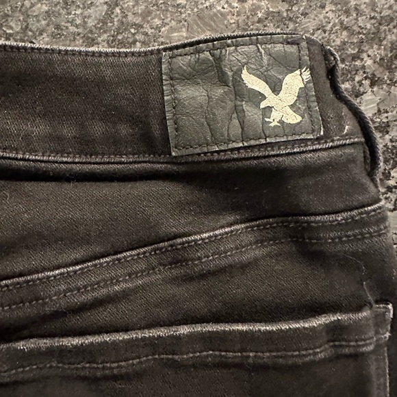 American Eagle Jegging Crop Distressed Black Jeans Size 6 - Picture 7 of 10